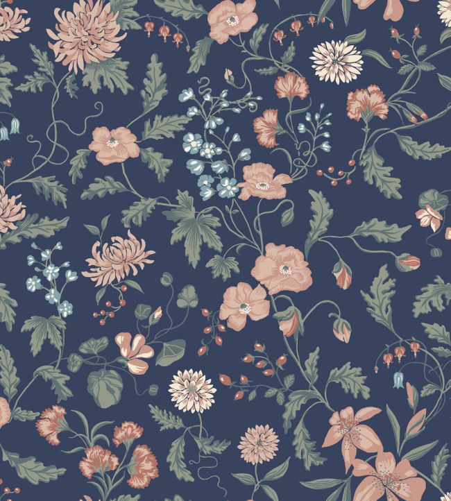 Till Karin Wallpaper in Midnight Blue by Sandberg | Jane Clayton