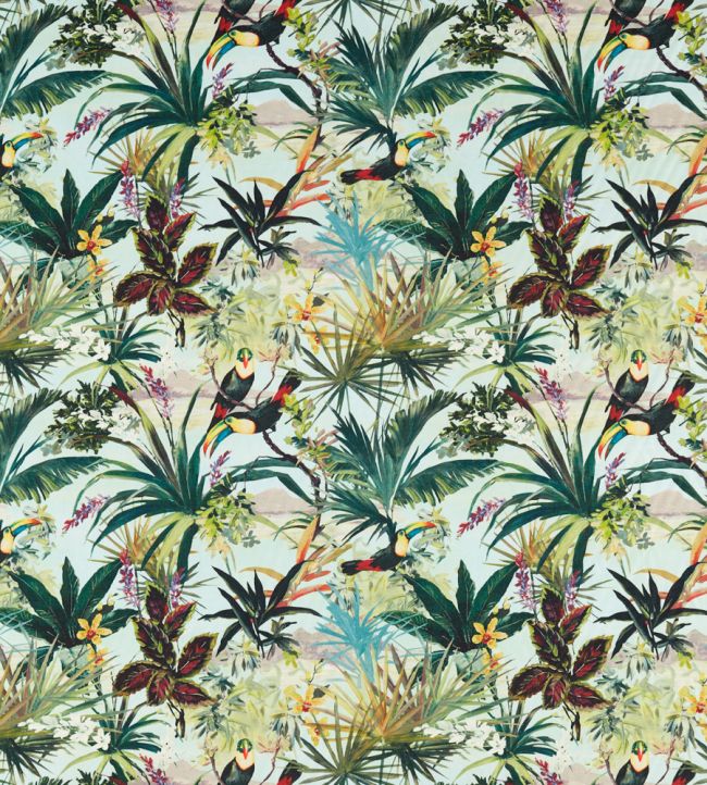 Toucan Fabric in Sky by Clarke & Clarke | Jane Clayton