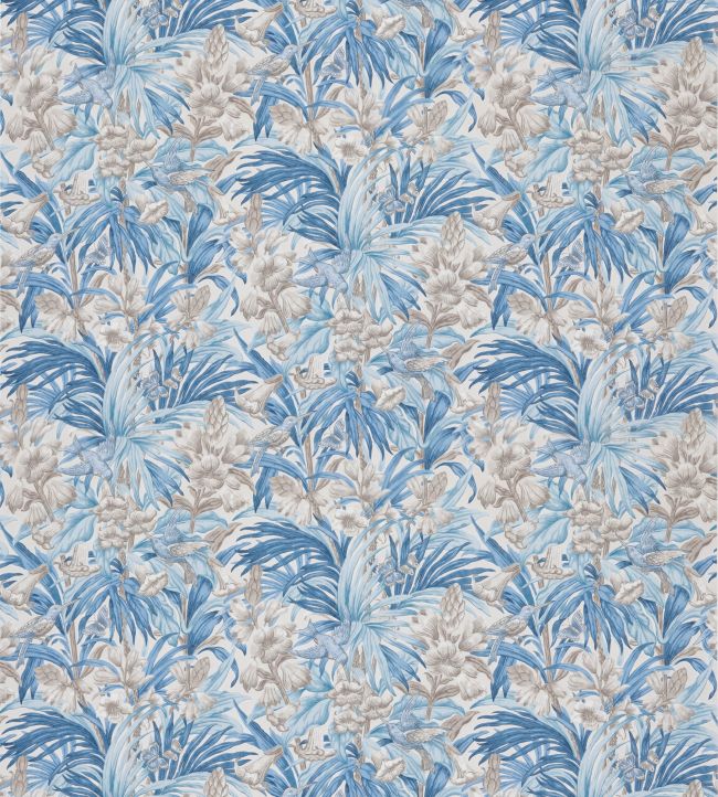 Trumpet Flowers Cotton Fabric in Blues by GP & J Baker | Jane Clayton