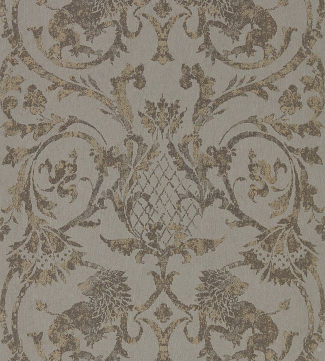 Laura Ashley Heraldic Damask Slate Grey Unpasted Removable Wallpaper Sample  11341094 - The Home Depot