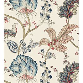 Kalamkari Vine Wallpaper by Anna French in Blue and Red | Jane Clayton