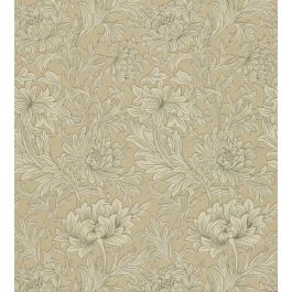 Chrysanthemum Toile Wallpaper in Ivory/Gold by Morris & Co | Jane Clayton