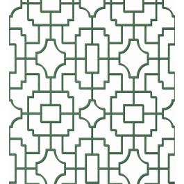 Fretwork Wallpaper in Green by Thibaut | Jane Clayton