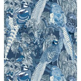 Game Birds Wallpaper in Indigo by Mulberry Home | Jane Clayton