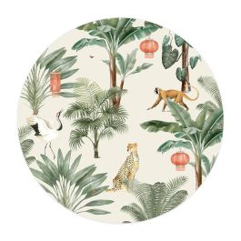 Lovely Jungle Circle Wallpaper mural in Green by Creative Lab | Jane ...