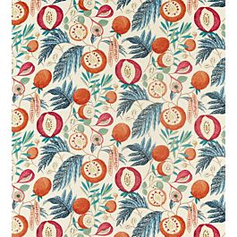Jackfruit Fabric by Sanderson in Indigo/Rambutan | Jane Clayton
