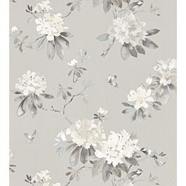 Rhodera Wallpaper by Sanderson in Silver | Jane Clayton