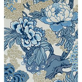 Honshu Fabric by Thibaut in Blue and Beige | Jane Clayton