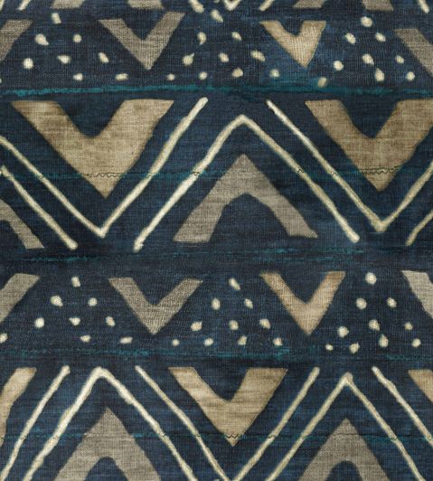 Kuba Fabric in Indigo by Warwick