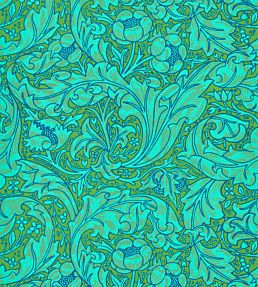 Bachelors Button Wallpaper in Olive/Turquoise by Morris & Co | Jane Clayton