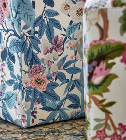Bamboo & Birds Fabric by Sanderson China Blue / Lotus Pink