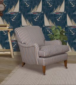 Compass Stripe Fabric by Mulberry Home Blue