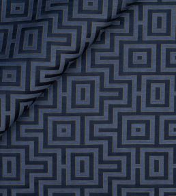 Fret Maze Fabric by Jim Thompson Midnight Blue