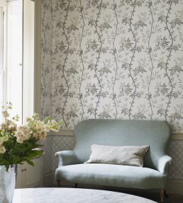 Peony & Blossom Wallpaper by GP & J Baker in Soft Aqua | Jane Clayton