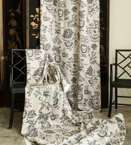 Kalong Vases Fabric by Jim Thompson Vert