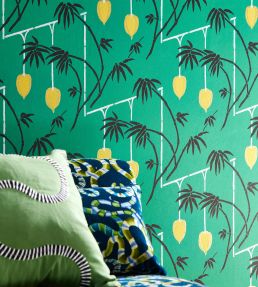 Kimiko Wallpaper by Harlequin Bottle Green / Chartreuse
