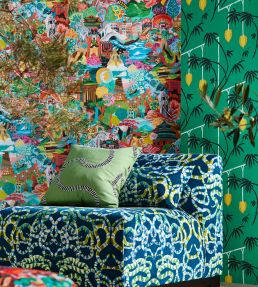 Kimiko Wallpaper by Harlequin Bottle Green / Chartreuse
