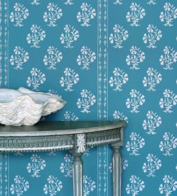 Maharani Wallpaper in Jaipur Blue by Barneby Gates | Jane Clayton