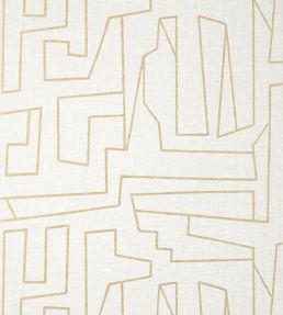Matrix Wallpaper by Thibaut Metallic Gold on Beige