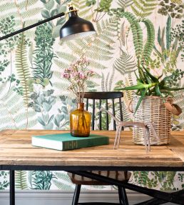 Green Sanctuary Wallpaper by MINDTHEGAP Green, Taupe