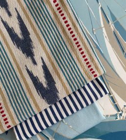 Newport Stripe Fabric by Mulberry Home Blue/Red