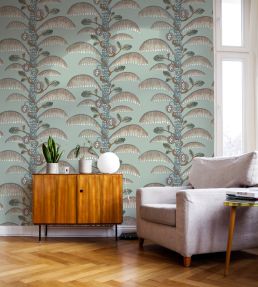 Palm Stripe Wallpaper by Josephine Munsey Radmoor Blue