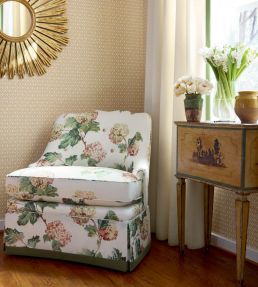 Sussex Hydrangea Fabric by Anna French Soft Gold