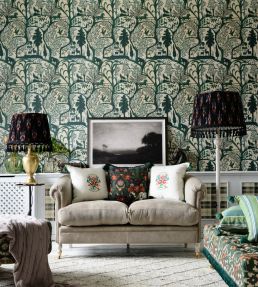 The Enchanted Woodland Wallpaper by MINDTHEGAP Green Taupe