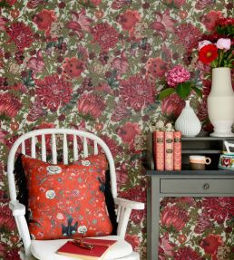 The Flowering Wallpaper by MINDTHEGAP Green Red