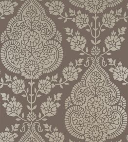Balmuccia Damask Wallpaper by Anna French Pewter on Chestnut