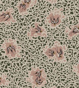 Bea's Swallows Wallpaper by Josephine Munsey Chaingate Green and Ham Pink