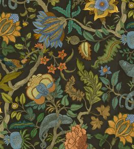 Chameleon Trail Wallpaper by Josephine Munsey Black, Orange and Blue