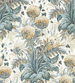 Dahlia Wallpaper by Anna French Soft Gold on Cream