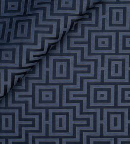 Fret Maze Fabric by Jim Thompson Midnight Blue
