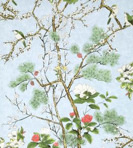 TM13668 JARDIN BLOOM MURAL Mural Turquoise from the Thibaut Grand Palace  collection