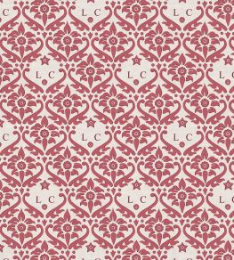 Monogram Damask Raspberry Wallpaper