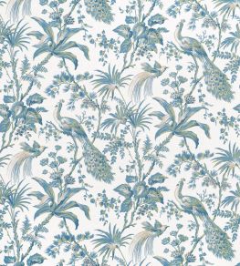 Peacock Toile Fabric by Anna French Blue & Green