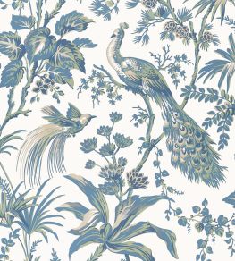 Peacock Toile Wallpaper by Anna French Blue & Green